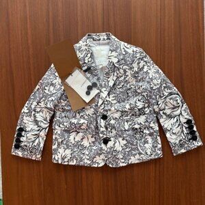 Burberry  Floral Cotton Blazer In Grey